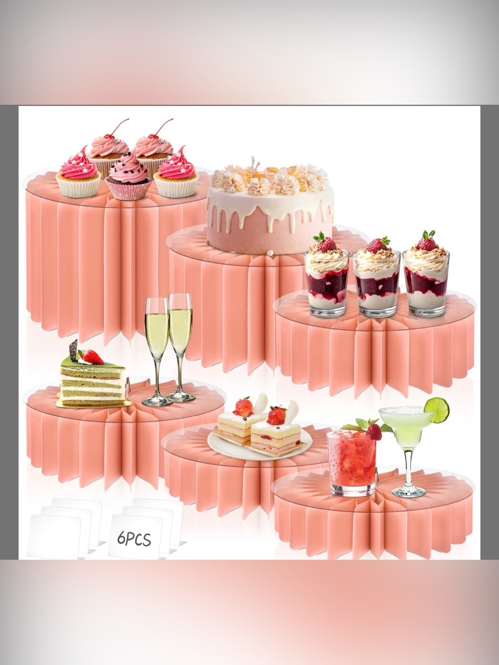 Youjoitim 6Pcs Cardboard Buffet Risers, Pink